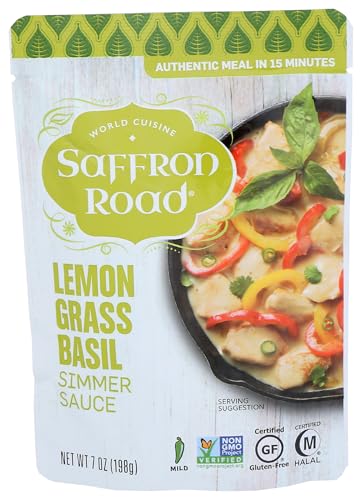 Saffron Road Lemongrass Basil Simmer Sauce, 7oz - Non-GMO, Gluten Free, Halal, Kosher