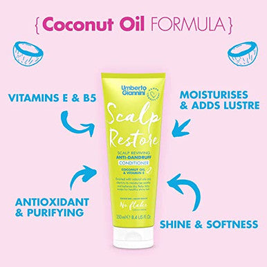 Umberto Giannini Scalp Restore Balancing Conditioner Vegan and Cruelty Scalp Reviving Formula With Coconut Oil and Vitamin E 8.5Fl Oz
