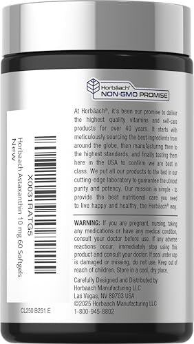 Horbaach Astaxanthin Supplements 60 Softgels 10Mg