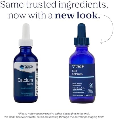 Trace Minerals Liquid Ionic Calcium Bone Healthy Teeth and Muscle Contraction Certified Vegan Gluten Free Non GMO 59ml
