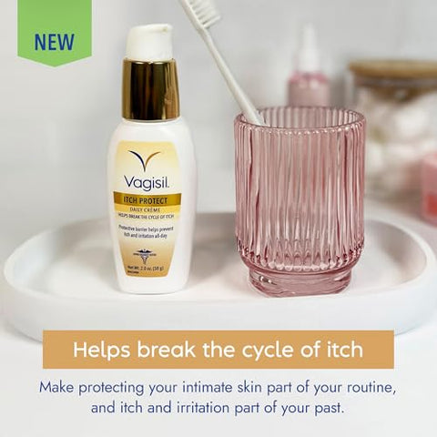 Vagisil Itch Protect Daily Creme With Prebiotic Oatmeal Fragrance- Protective Formula With Shea Butter And Sunflower Oil Ph Balanced Fast-Absorbing Moisturizer Hypoallergenic 2 Oz