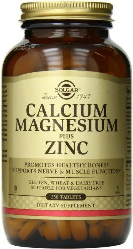 Solgar Calcium Magnesium Plus Zinc Tablets, 250 Count (Pack of 3)