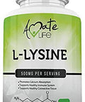 L Lysine 500mg Capsules Immune Support, Cold Sores, Joint Health & Brain Functioning - Amino Acid for Men and Women- 100 Capsules- Made in USA by Amate Life