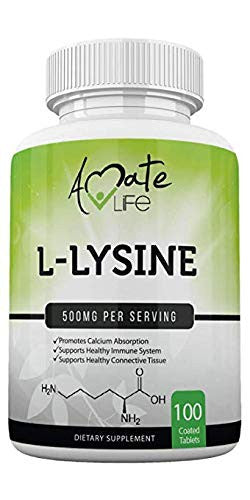 L Lysine 500mg Capsules Immune Support, Cold Sores, Joint Health & Brain Functioning - Amino Acid for Men and Women- 100 Capsules- Made in USA by Amate Life