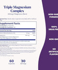 Natrol Triple Magnesium Complex Supplement Glycinate Citrate and Taurate 200Mg High Absorption Support Whole Body Wellness 60 Capsules