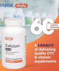 Rugby 600 mg Calcium Tablets Made with 10 mcg (400 IU) of Vitamin D3 Dietary Supplement 150 Tablets