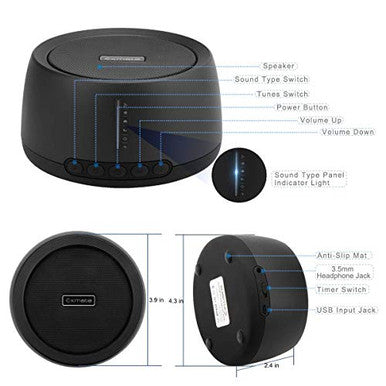 Exmate Sound Machine For Office Privacy White Noise Machine For Sleeping Adults With 30 Non-Looping Hifi Soothing Sound Memory Function And Timer Sound Machine For Adult Kid Home Office Travel