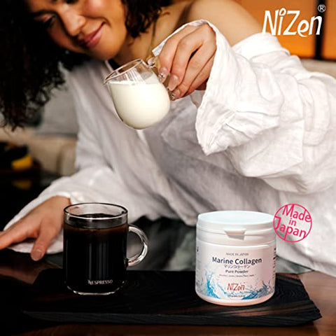 Nizen Marine Collagen Pure Powder Hydrolyzed Peptides Easy-To-Digest Amino Acids Supplement. Unflavored. Non-Clumping. Made In Japan 5.29Oz