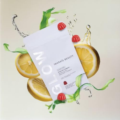 Imarais Beauty Glow Skincare Gummies Collagen Boosting Targets Fine Lines & Wrinkles Made With Vitamin C And Marine Algae Vegan Sugar- 30Ct