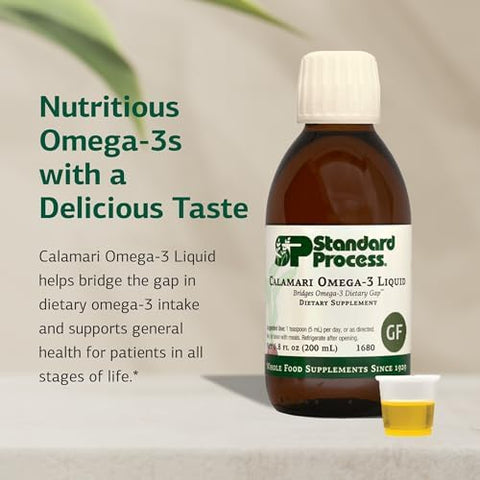 Standard Process Calamari Omega3 Liquid Supplement for Heart and Brain Health Support Aids Skin Health GlutenFree NonDairy and NonGrain 6.8 oz
