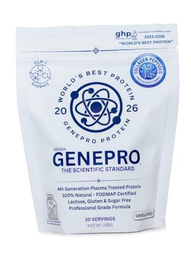 Genepro Nexgen Unflavored Collagen Peptides - Lactose-Free Gluten-Free Protein Supplement Shake For Hair Skin And Nails (30 Servings)