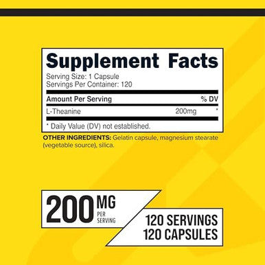 Primaforce Ltheanine Capsules (120 Capsules 200Mg Ltheanine Per Serving) Theanine Amino Acid Supplement
