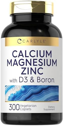 Carlyle Calcium Magnesium Zinc With Vitamin D3 And Boron 300 Caplets Vegetarian, Non-Gmo Supplement