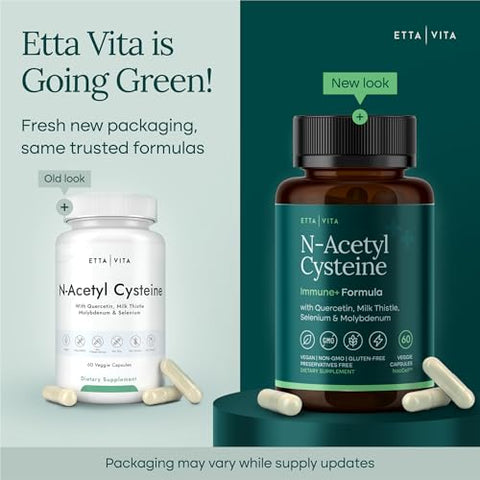 Etta Vita Vegan Liver Detox & Cleanse - Nac Supplement N-Acetyl Cysteine 600Mg With Quercetin Milk Thistle Molybdenum & Selenium N-Acetyl-Cysteine Capsules For Immune Support Diet Kits & Systems