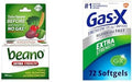 Beano Ultra 800 Gas Prevention And Digestive Enzyme Supplement 100 Count & Gasx Extra Strength Gas Relief Softgels With Simethicone 125 Mg For Bloating Relief 72 Count