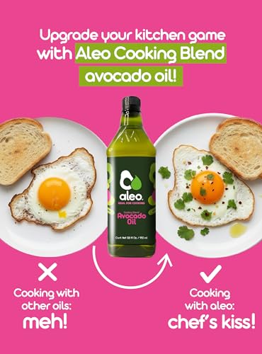 ALEO, Cooking blend avocado oil, Keto, Perfect for frying, grilling, roasting & baking, Can help to keep your heart strong, avocado oil for cooking, vegetable oil, 32.1 O/950 ml