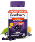 Sambucol Elderberry Gummies - Immune Support Supplement For Adults & Kids With Vitamin C & Zinc Sambucol Elderberry Are High In Antioxidants Gluten Free Vegan 90 Count
