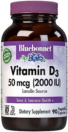 Bluebonnet Vitamin D3 2000 Iu Vegetable Capsules 90 Count