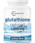 Micro Ingredients Glutathione 1000Mg 120 Veggie Capsules Extra Strength Reduced Glutathione Active Antioxidant Form Liver Health & Immune Support Supplement Non-Gmo Gluten Free Vegan
