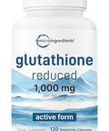 Micro Ingredients Glutathione 1000Mg 120 Veggie Capsules Extra Strength Reduced Glutathione Active Antioxidant Form Liver Health & Immune Support Supplement Non-Gmo Gluten Free Vegan