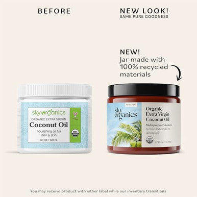 Sky Organics - Organic Coconut Oil & Vitamin E 16.9 Fl Oz - Skin & Hair Ultra-Hydrating Oil - Fatty Acids & Antioxidants - Natural Vegan & Cruelty - Skin Care & Hair Care W Ebook