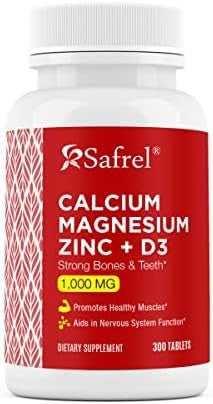 Safrel Calcium Magnesium Zinc With Vitamin D3, 300 Tablets - Calcium 1000 Mg, Magnesium 400 Mg, Zinc 20 Mg & D3 600 Iu Per Serving