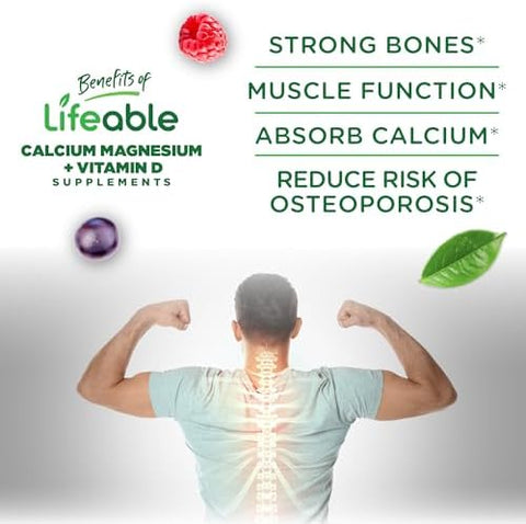 Lifeable Calcium Magnesium Zinc With Vitamin D3 Gummies Great Tasting Calcium Magnesium Zinc D3 Supplement For Tooth And Bone Health Calcium Gummies For Adults 90 Gummies
