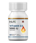 Inlife Vitamin D3 5000 Iu Cholecalciferol With Extra Virgin Coconut Oil Supplement For Better Absorption For Both Men & Women Supports Immunity Bones & Muscle Health Pack Of 1 60 Soft Gels