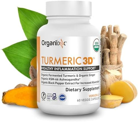 Organixx Magnesium Glycinate and Turmeric Curcumin Bundle 60 Caps Each