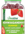 Lifeable Ashwagandha Gummies With Lemon Balm & Ginseng Equivalent To 2100Mg Vegan Non Gmo Ashwagandha Supplement For Women And Men 60 Gummies