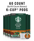 Starbucks K-Cup Coffee Pods, Medium Roast Coffee, House Blend for Keurig Brewers, 100% Arabica, 6 boxes (60 pods total)