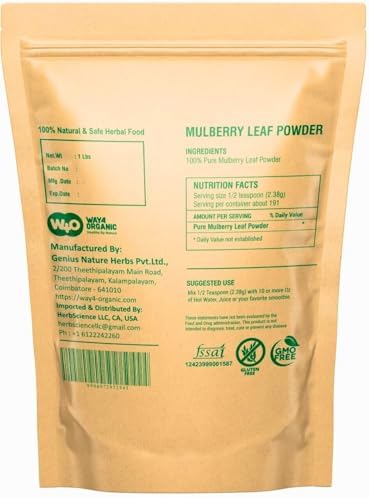 Mulberry Leaf Powder - Mulberry Leaf Extract - All-Natural Raw Herb Super Food Supplement - 1 Pound(16 Ounces)