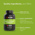 ICON Nutrition Apple Cider Vinegar Capsules - 1000mg Per Serving 90 Day Supply - 180 Count