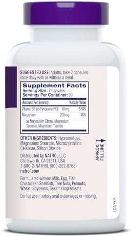 Natrol Triple Magnesium Complex Supplement Glycinate Citrate and Taurate 200Mg High Absorption Support Whole Body Wellness 60 Capsules