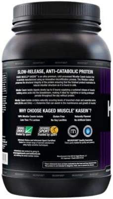 Kaged Muscle, Premium Kasein Protein Powder, Micellar Casein, Vanilla, Banned-Substance Free, Protein Supplement, Build Muscle, Boost Recovery, Casein, Vanilla, 25 Servings