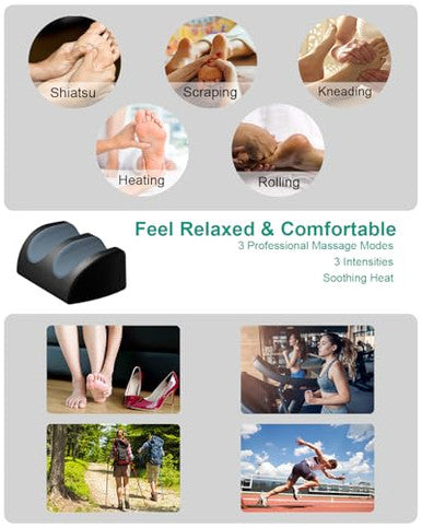 Lingteng Foot Massager With Heat And Foot Massage Electric Foot Massager With Cord Remote Control Birthday s For Mom And Dad (Black - Corded Electric)