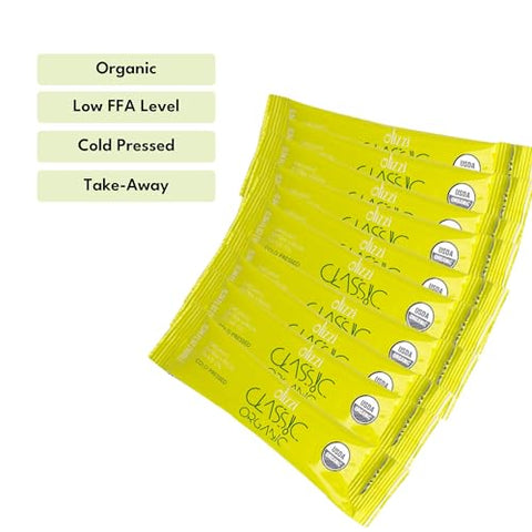 Olive Oil Packets - Olizzi Classic Organic Extra Virgin, New Harvest, Award Winning, Cold Pressed, USDA Organic Certified, Single Serve, Mini, Salad Dressing To Go, Individual, Travel Size, 25 Single Use Packs (0.34 Fl Oz / Unit