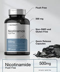 Horbaach Nicotinamide 500mg 180 Capsules Flush Free Dietary Supplement NonGMO and Gluten Free Vitamin