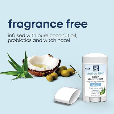 Kiss My Face Active Life Deodorant Contains Naturally Derived Ingredients 72 Hour Odor Control Deodorant For Women And Men Aluminum With Coconut Oil And Probiotics Fragrance
