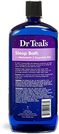 Dr. Teals Pure Epsom Salt Foaming Bath Variety Set (2 Pack 68Oz Total) Soothe & Sleep Lavender & Sleep Bath With Melatonin Essential Oils Relieve Stress Promote Better Sleep