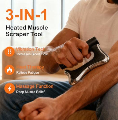 Masiketec Heated Muscle Scraper Tool electric Fascia Knife Massager Heating And Vibration Muscle Scraper Tool Body Gua Sha Massage Tool Fascia Tool Massage Tools For Deep Tissue(Black)