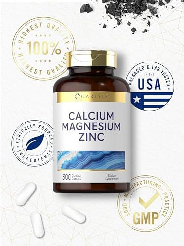 Carlyle Calcium Magnesium Zinc 300 Caplets Vegetarian, Non-Gmo, Gluten Supplement