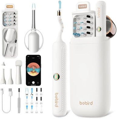 Bebird Earsight Plus R37R Ear Cleaning Camera Wax Removal Tool Kit Flexible Earwax Cleaner Scope Otoscope Cam Light Visual Earpick Tweezers Wireless Earwax Remover For Adults & Kids White