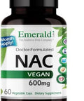 Emerald Labs Nac 600Mg - N-Acetyl-L-Cysteine - Vegan Amino Acid Supplement That Supports Detoxification - 60 Vegetable Capsules (60-Day Supply)