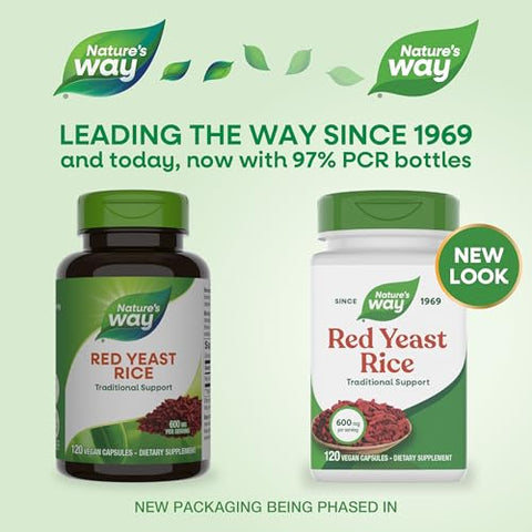 Nature'S Way Red Yeast Rice Traditional Support 600 Mg Per Serving Vegan 120 Capsules (Packaging May Vary)