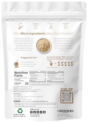 Micro Ingredients Organic Maca Root Powder 2 Pound Gelatinized For Better Absorption Rich In Antioxidants No Gmos Vegan Friendly And Peru Origin
