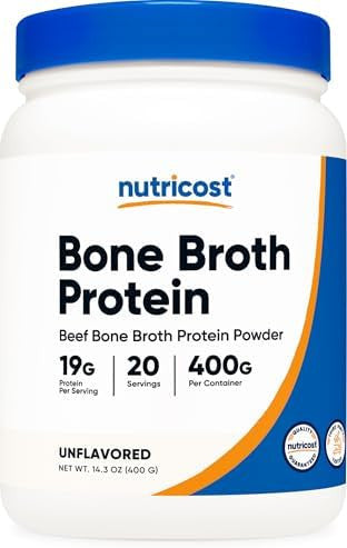 Nutricost Beef Bone Broth Protein Powder Unflavored (20 Servings) Gluten Gmo