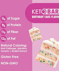 No Sugar Keto Bar Snack Low Carb No Sugar Keto Snack Food With Keto Friendly Macros (12 X 1.41Oz Bars Birthday Cake)