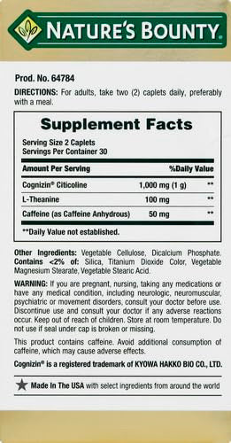 Nature's Bounty Active Mind Supports Focus By Assisting With Attention Cognizin 1000Mg 60 Coated Caplets