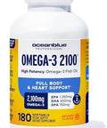 Oceanblue Professional Omega3 2100 " 180 Ct " Triple Strength Burpless Fish Oil Supplement With Highpotency Epa Dha Dpa " Wildcaught " Orange Flavor (90 Servings)